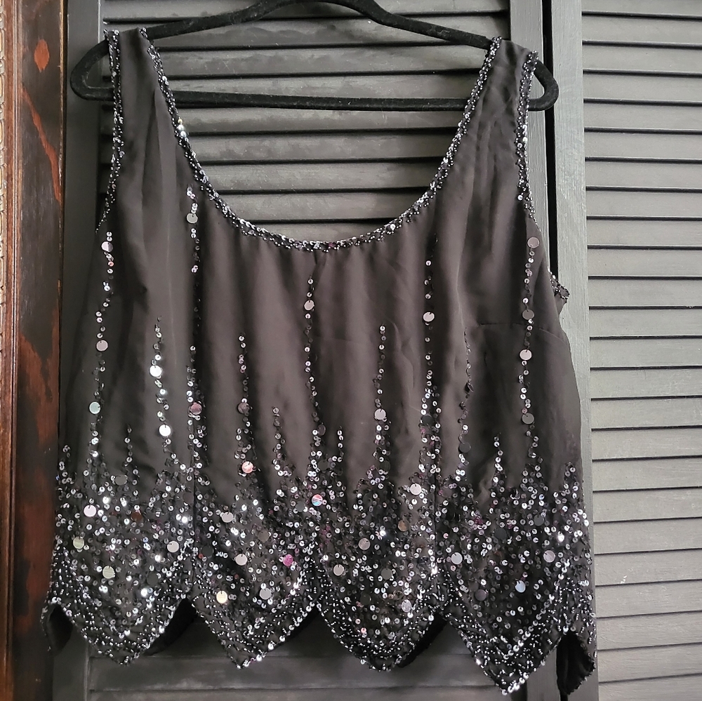 plus size vintage beaded crop top